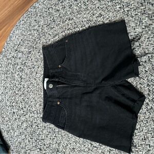 H&M Black High-Rise Denim Shorts